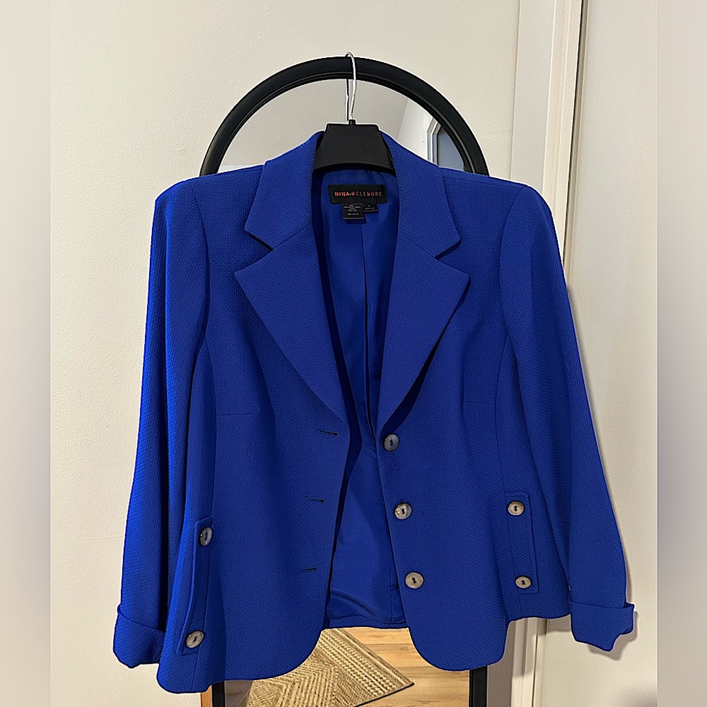 Nina Mclemore Cobalt Blue Wool Jacket in Size 6